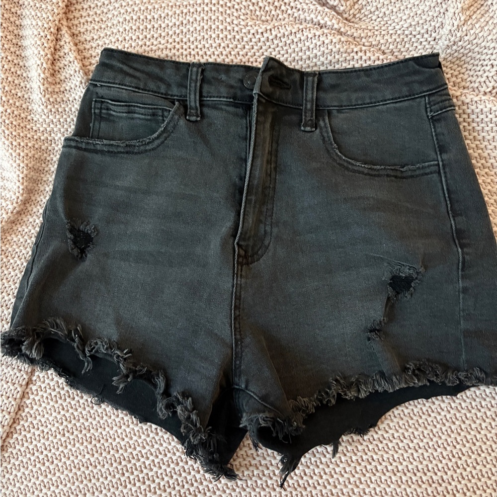 Forever 21 Charcoal Frayed Jean Shorts